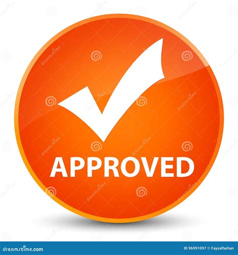 Approved Validate Icon Elegant Orange Round Button Stock Illustration