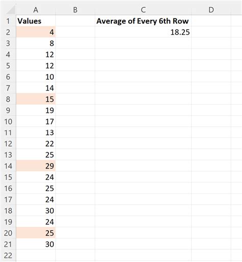 How To Average Every Nth Row In Excel With Example