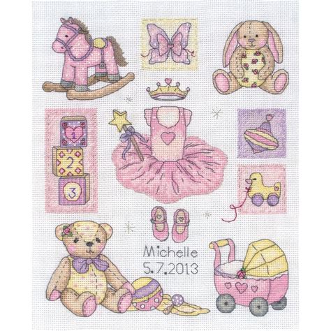 Baby Girl Birth Sampler Cross Stitch Kit Baby Cross Stitch Patterns