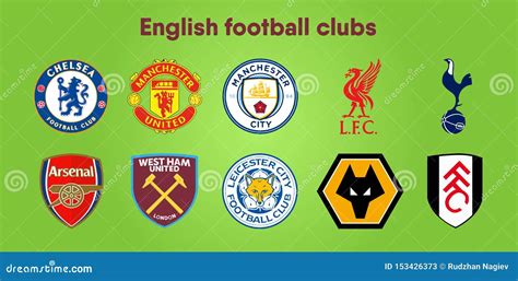 Football Club Logos. Set of Ten Different Vector Designs for Premier ...