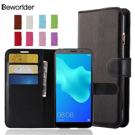 Beworlder For Huawei Y5 2018 Case Flip Wallet Card Slot Lichee Pattern