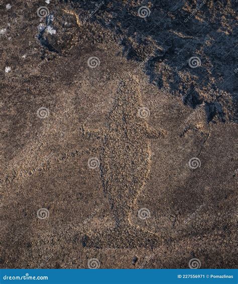 Famous Petroglyphs at Cape Besov Nos in Lake Onega, Whale Drawing Stock Image - Image of sign ...