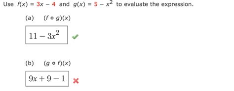 Solved Use F X 3x−4 And G X 5−x2 To Evaluate The