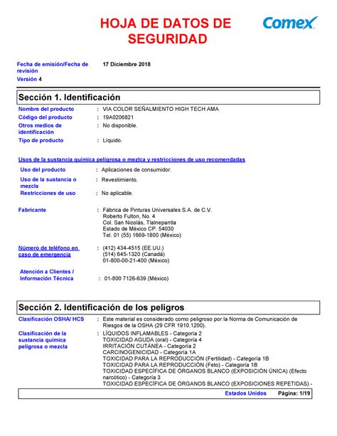 HDS Via Color Comex ACRILICA VIA COLOR SEÑALMIENTO HIGH TECH AMA No