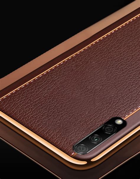 Vaku Huawei Honor X Pro Vertical Leather Stitched Gold Electroplated