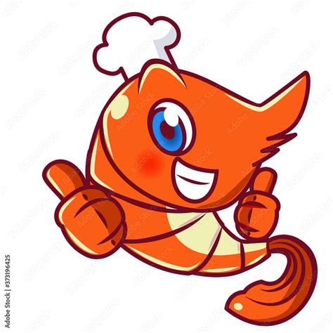 Cute Chef Shrimp Vector Icon Cartoon Character Logo Illustration Doodle