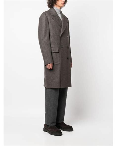 Boglioli Double Breasted Wool Coat In Gray For Men Lyst