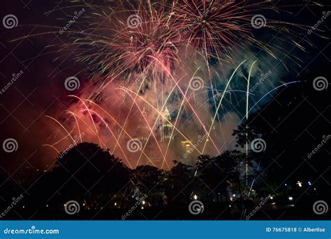 Fireworks in Kuala Lumpur stock photo. Image of petronas - 76675818