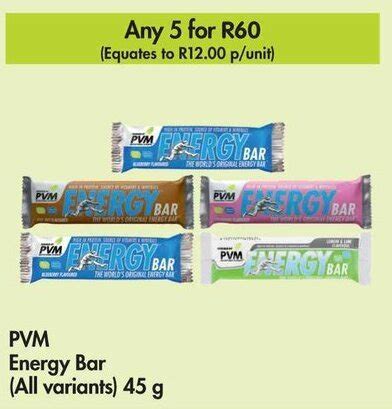 PVM Energy Bar All Variants 45 G Offer At Makro