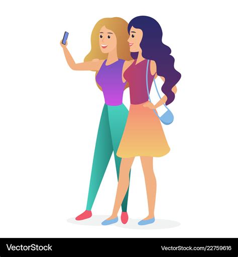 Two beautiful pretty cartoon girls characters Vector Image