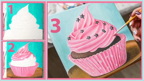 Cupcake Step By Step Acrylic Painting Homemade Illustration 4k