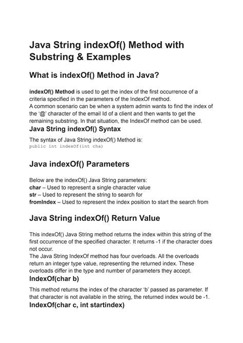 SOLUTION Java String Indexof Method With Substring Examples Studypool