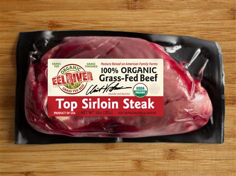 Organic Grass Fed Top Sirloin Steaks 10 Oz Eel River Organic Beef