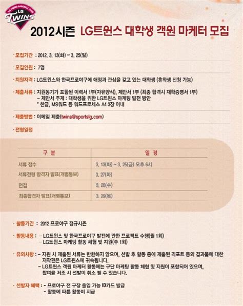 LG트윈스 대학생 객원마케터 모집 아주경제