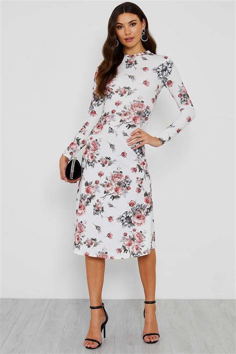 WALG TRACY LONG SLEEVE FLORAL MIDI DRESS WALG DRESS