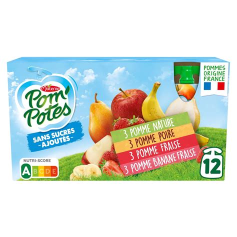 Pom Potes Gourdes Pomme Poire Fraise Banane Sans Sucres Ajout S Sans