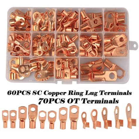 Pcs Sc Copper Ring Lug Terminals Ot Wire Naked Battery Cable