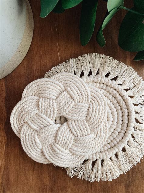 Posavasos Macrame en forma de flor Etsy España