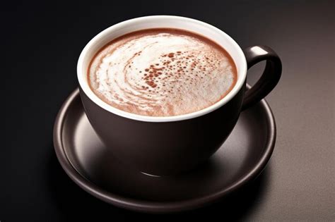 Premium Photo Topdown View Hot Cocoa Frothy Milk In Ceramic Cup