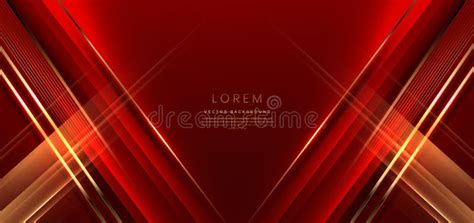 Abstract Elegant Red Background With Golden Line And Lighting Effect