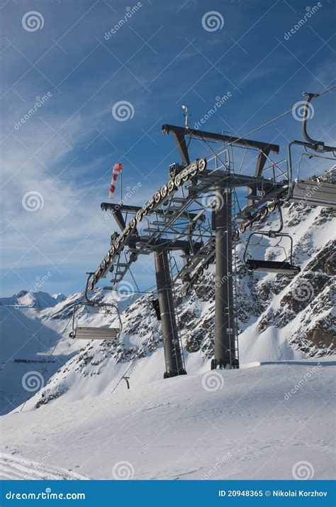 Props Ski Lifts. Solden. Austria Stock Image - Image of peace, lift ...