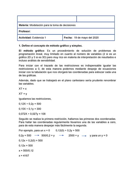 Evidencia Modelaci N Para La Toma De Decisiones Materia Modelaci N