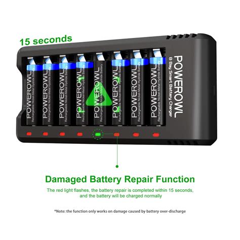 POWEROWL 8 Bay AA AAA Battery Charger USB High Speed Charging