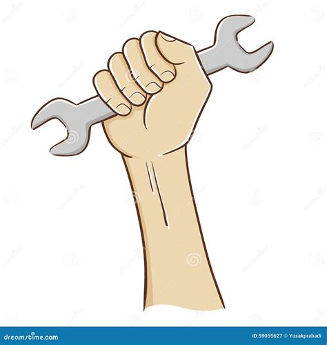 Hand Holding A Wrench Vector Illustration Stock Vector Illustration