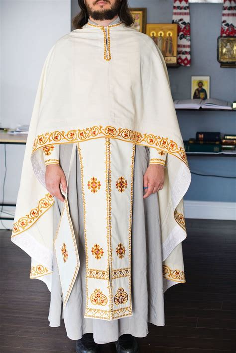 Fully Embroidered Orthodox Priest Vestments Set Simple Linen Etsy