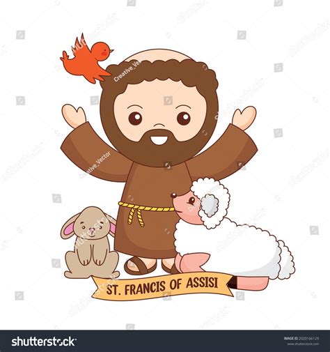 Saint Francis Assisi Cartoon Isolated Over Stock Vector Royalty Free