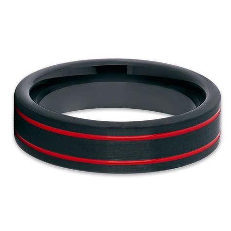 Red Tungsten Wedding Ringred Tungsten Wedding Bandblack Tungsten Ringanniversary Ringred