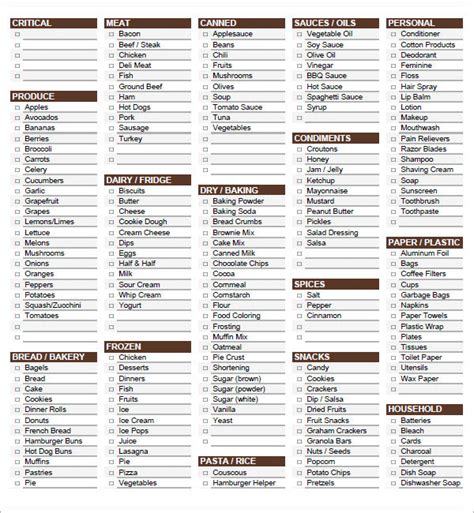 Free Printable Grocery List Templates In Ms Word Excel Pdf