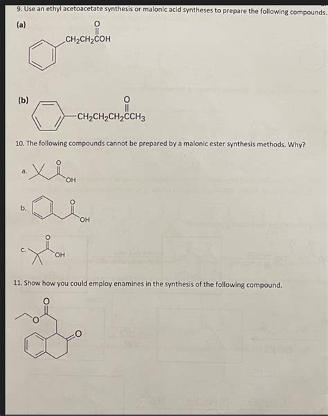 Solved Use An Ethyl Acetoacetate Synthesis Or Malonic Acid Chegg