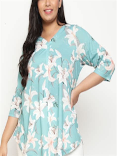 Buy Amydus Plus Size Floral Printed V Neck Longline Top Tops For Women 23221690 Myntra