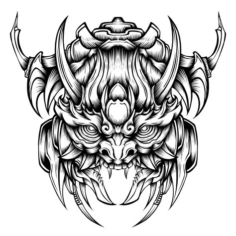 Tribal tattoo oni mask illustration vector design 10496530 Vector Art at Vecteezy