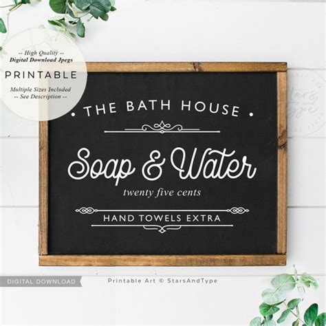 Fresh Soap And Water Printable Bathroom Wall Art Vintage Etsy