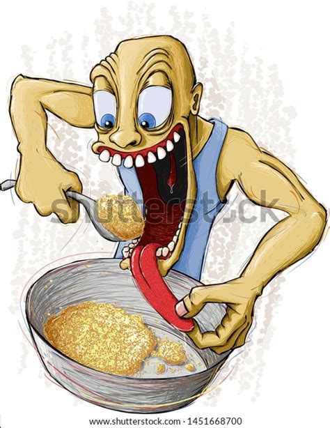 Ravenous Appetite Character Eats Fury Porridge Stock Vector Royalty