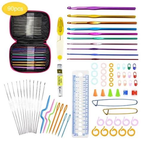 Kati way 90pcs Crochet Tricot Set Kit Outils Accessoires à Tricoter