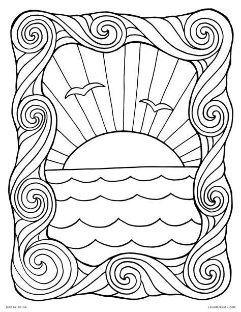 Sunset Coloring Page Printable