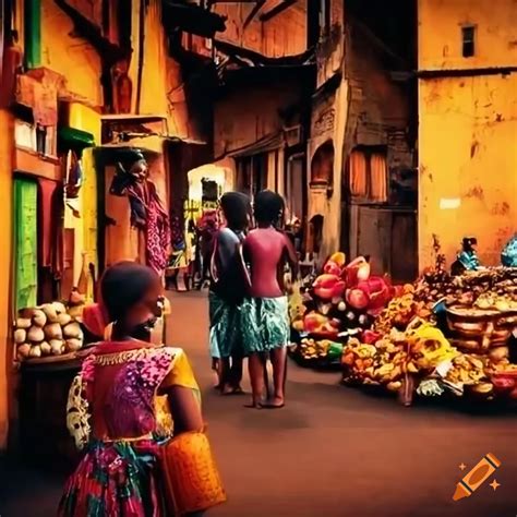 Vibrant Street Scene Of African Markets And Social Life On Craiyon