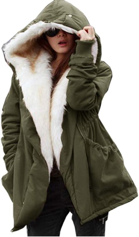 Roiii Womens Denim Winter Thicken Faux Fur Hooded Plus Size Parka Jacket Coat Size S 3xl At