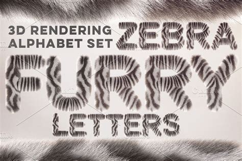 3d Zebra Furry Letters Pack Graphics ~ Creative Market