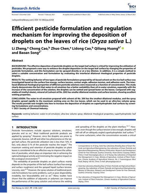 PDF Efficient Pesticide Formulation And Regulation Mechanism For