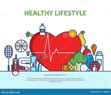 Healthy Lifestyle Concept With Food And Sport Icons Natural Life