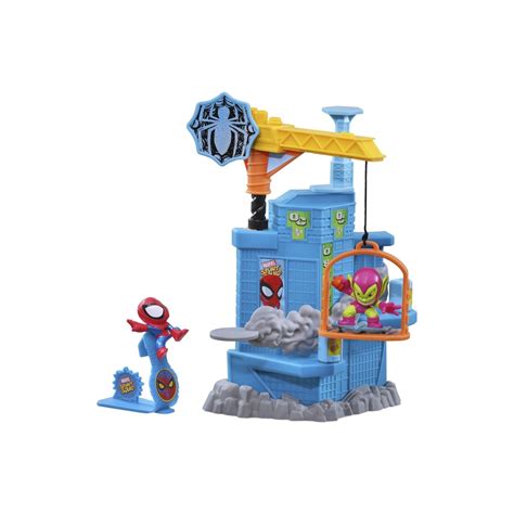 Hasbro Marvel Stunt Squad Tower Smash Playset Spider Man Vs Green