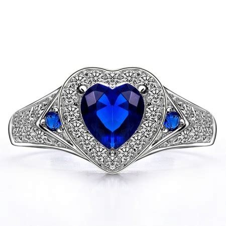 Shining Sterling Silver Sapphire Blue Heart Shaped Cz Inlaid