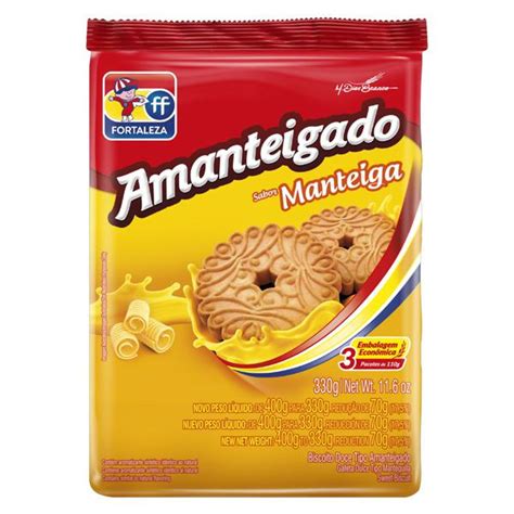 Biscoito Amanteigado Manteiga Fortaleza Pacote 330g Embalagem Econômica