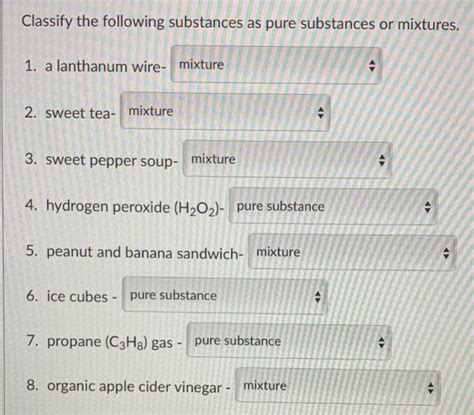 Solved Classify The Following Substances As Pure Substances Chegg