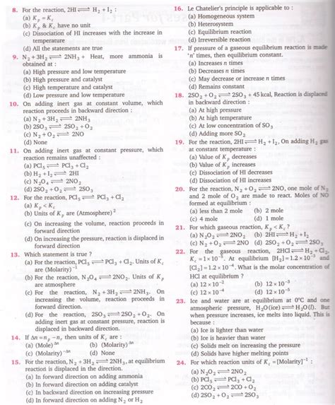 Chemical Equilibrium Class 11 MCQs All About Chemistry