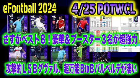 【efootball 2024】425 Potwcl解剖：さすがベスト8！平均点高し＆ブースター3名が超強力！攻撃的lsbグヴァルディオルと